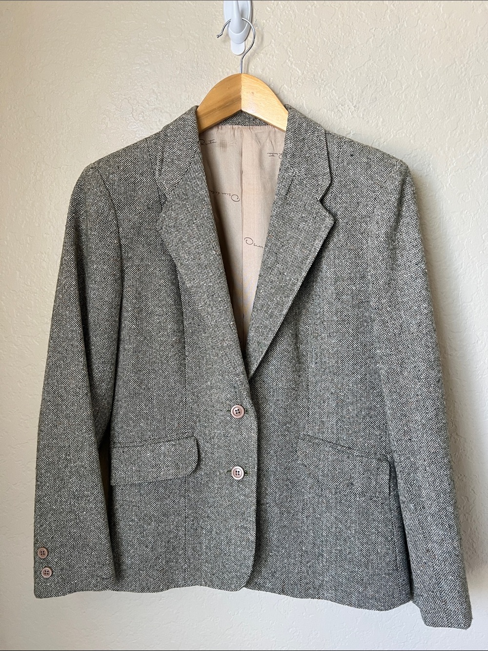 Oscar de la renta vintage speckled tweed blazer - Picture 2 of 8